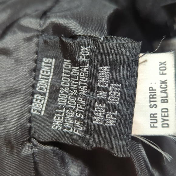 Vtg Braefair Black Velvet Real Fox Fur Trimmed Hooded Bomber Jacket Sz L - Picture 8 of 10